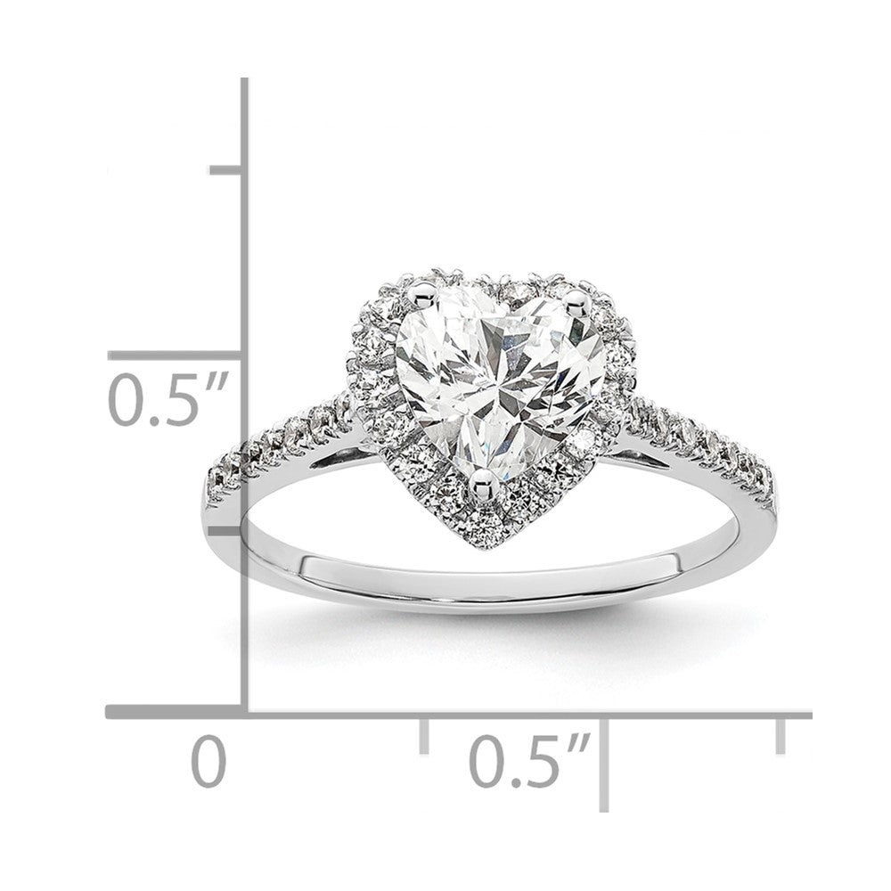 1/3 Ct. Natural Heart Shape Diamond Semi-mount Engagement Ring in 14K White Gold