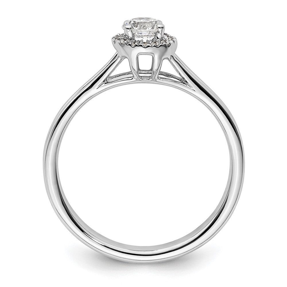 14k White Gold Round Halo Simulated Diamond Split Shank Engagement Ring