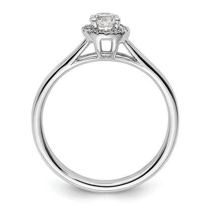14k White Gold Round Halo Simulated Diamond Split Shank Engagement Ring
