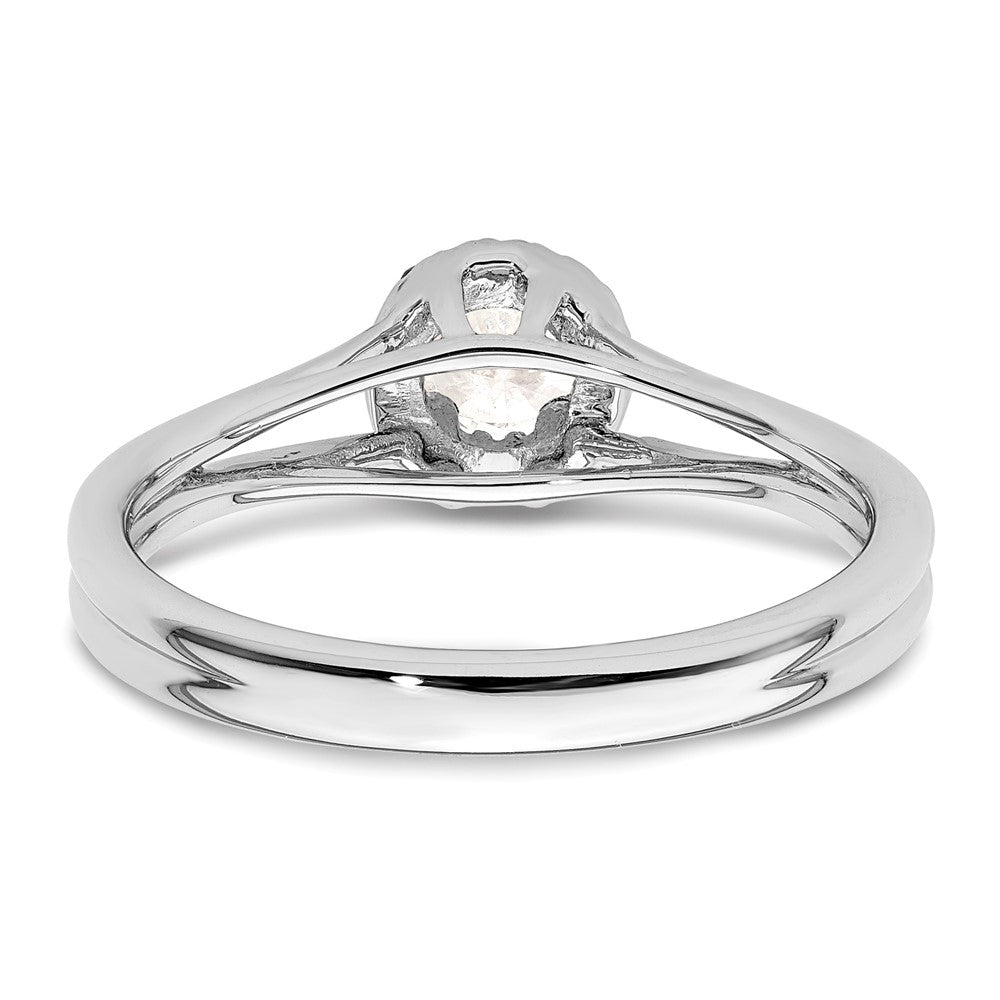 14k White Gold Round Halo Simulated Diamond Split Shank Engagement Ring
