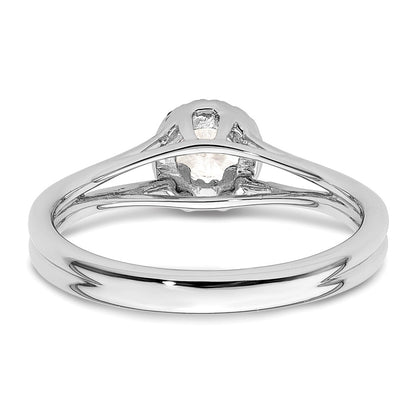 14k White Gold Round Halo Simulated Diamond Split Shank Engagement Ring
