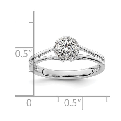 14k White Gold Round Halo Simulated Diamond Split Shank Engagement Ring