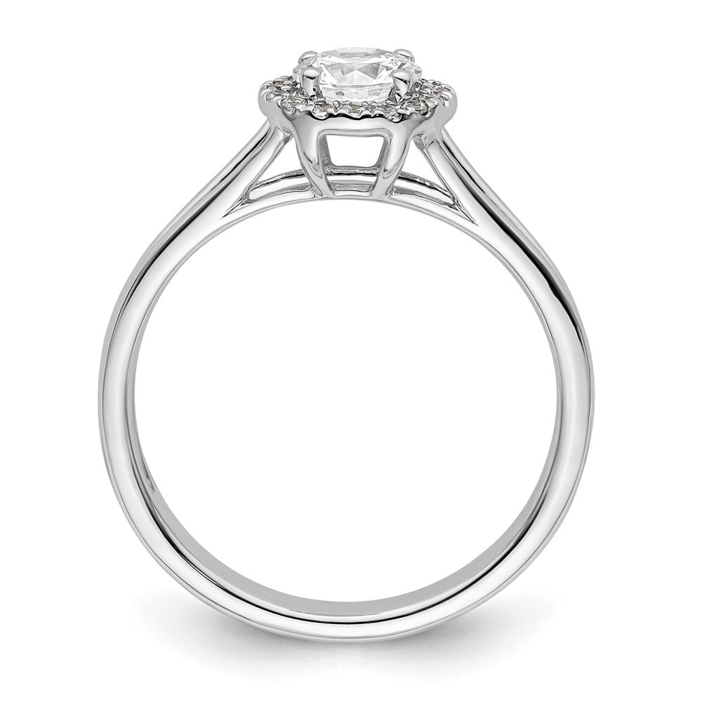 14k White Gold Round Halo Simulated Diamond Split Shank Engagement Ring