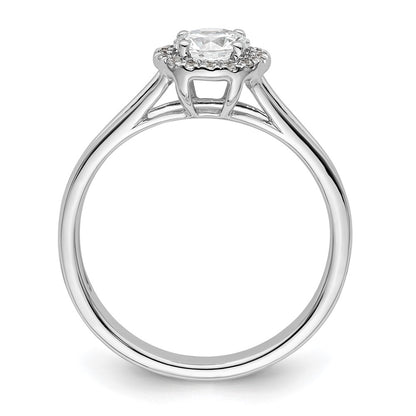 14k White Gold Round Halo Simulated Diamond Split Shank Engagement Ring