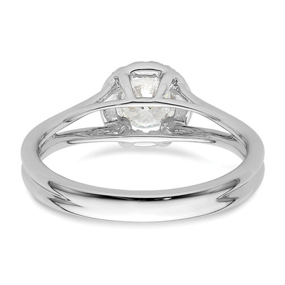 14k White Gold Round Halo Simulated Diamond Split Shank Engagement Ring