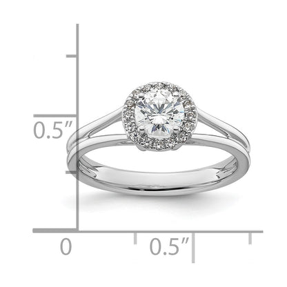 14k White Gold Round Halo Simulated Diamond Split Shank Engagement Ring