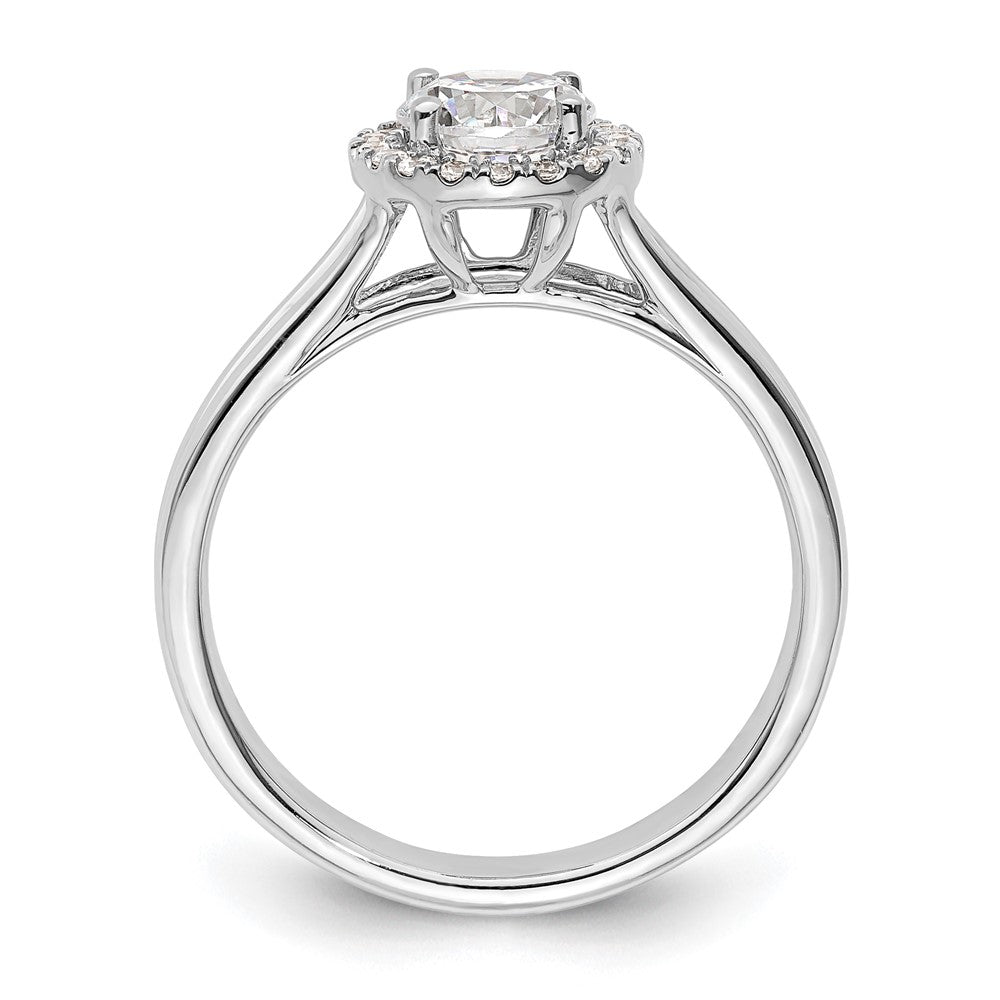 14k White Gold Round Halo Simulated Diamond Split Shank Engagement Ring
