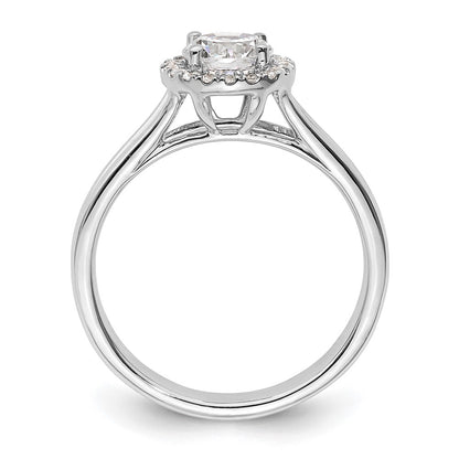 14k White Gold Round Halo Simulated Diamond Split Shank Engagement Ring