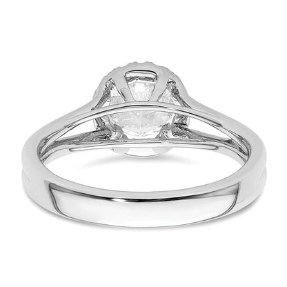 14k White Gold Round Halo Simulated Diamond Split Shank Engagement Ring