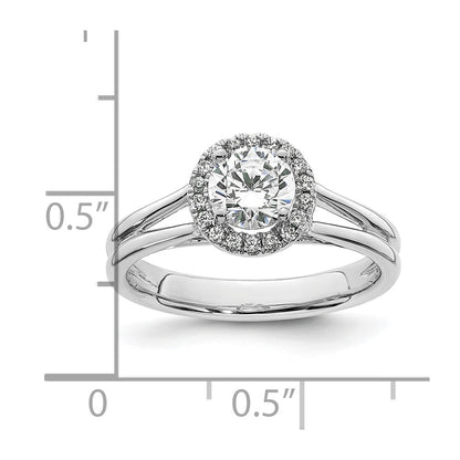 14k White Gold Round Halo Simulated Diamond Split Shank Engagement Ring