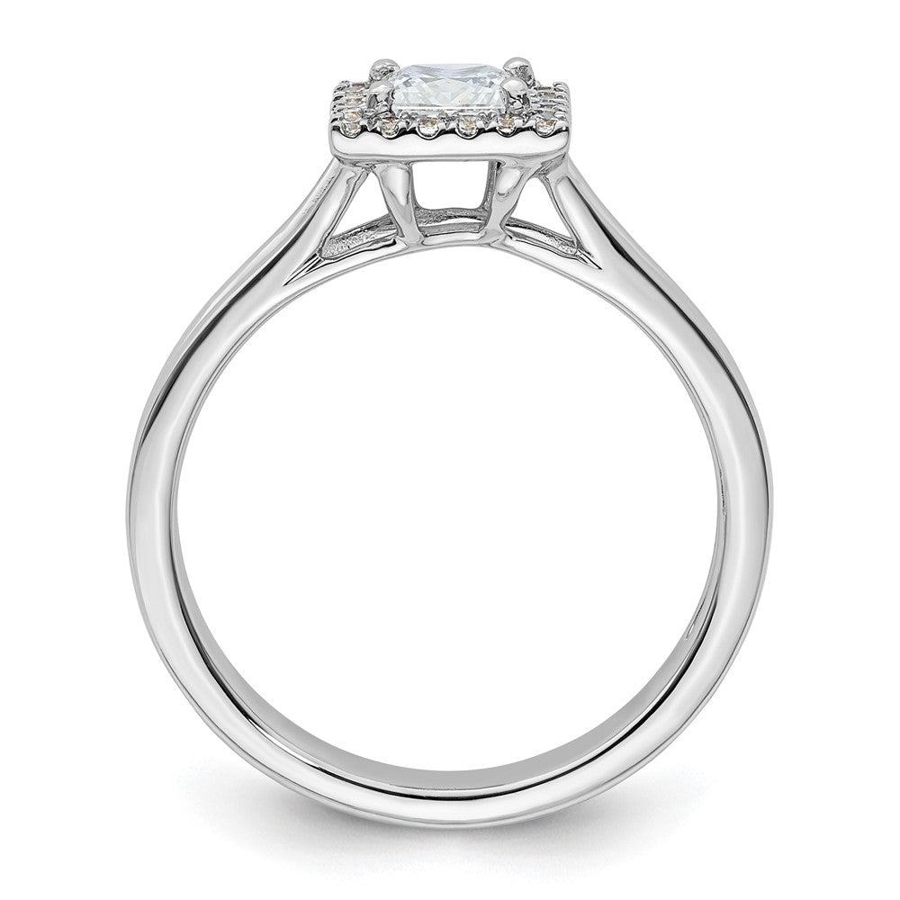 14kw Princess Halo Simulated Diamond Split Shank Engagement Ring