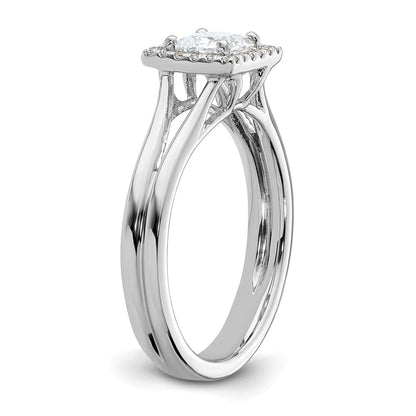 14kw Princess Halo Simulated Diamond Split Shank Engagement Ring