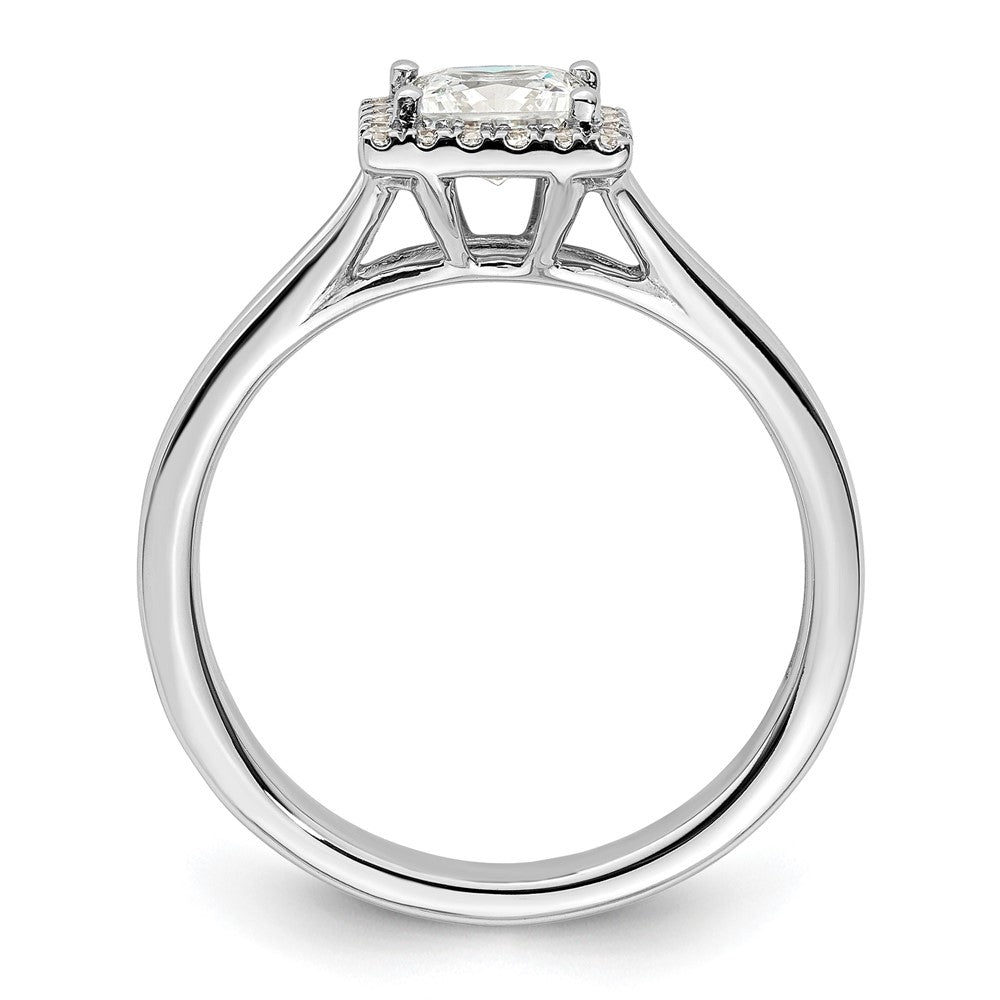 0.75ct. CZ Solid Real 14K White Gold Princess Halo Split Shank Engagement Ring