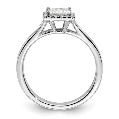 0.75ct. CZ Solid Real 14K White Gold Princess Halo Split Shank Engagement Ring