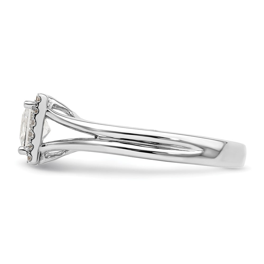 0.75ct. CZ Solid Real 14K White Gold Princess Halo Split Shank Engagement Ring