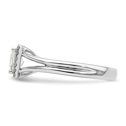 0.75ct. CZ Solid Real 14K White Gold Princess Halo Split Shank Engagement Ring