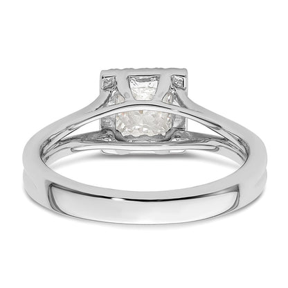 0.75ct. CZ Solid Real 14K White Gold Princess Halo Split Shank Engagement Ring