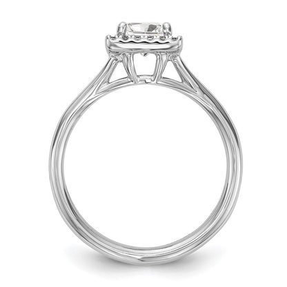 14kw Princess Halo Simulated Diamond Split Shank Engagement Ring
