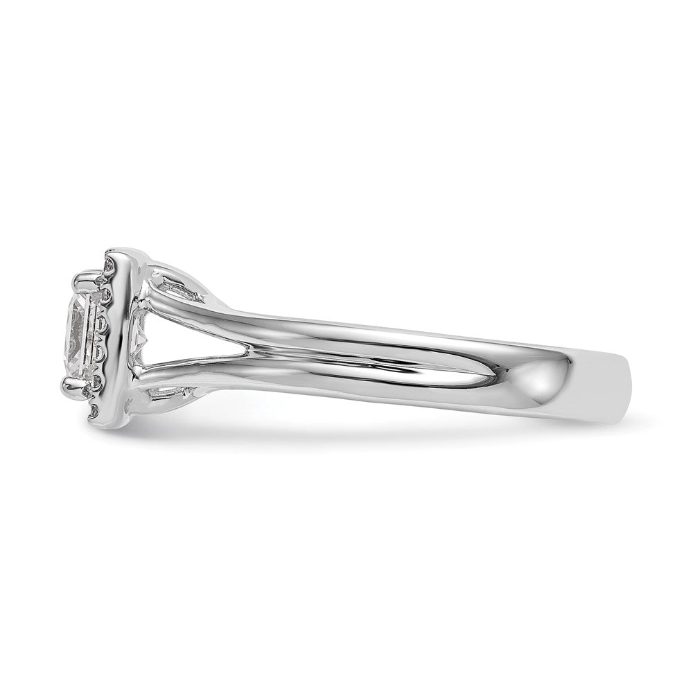 1.00ct. CZ Solid Real 14K White Gold Princess Halo Split Shank Engagement Ring