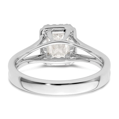 0.75ct. CZ Solid Real 14K White Gold Emerald Halo Split Shank Engagement Ring