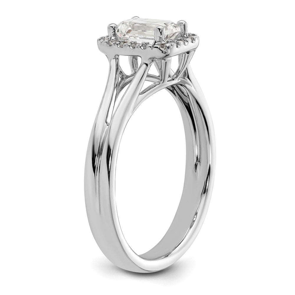 0.75ct. CZ Solid Real 14K White Gold Emerald Halo Split Shank Engagement Ring