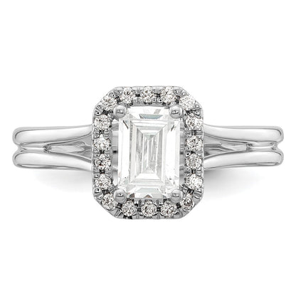 1.25ct. CZ Solid Real 14K White Gold Emerald Halo Split Shank Engagement Ring