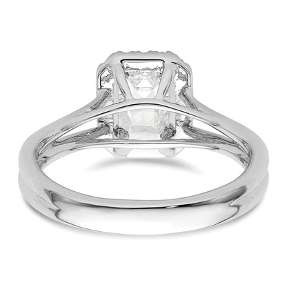 1.25ct. CZ Solid Real 14K White Gold Emerald Halo Split Shank Engagement Ring