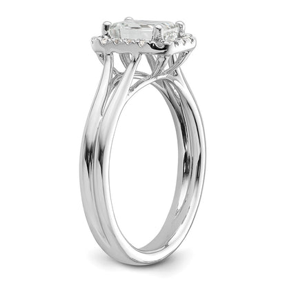 1.25ct. CZ Solid Real 14K White Gold Emerald Halo Split Shank Engagement Ring