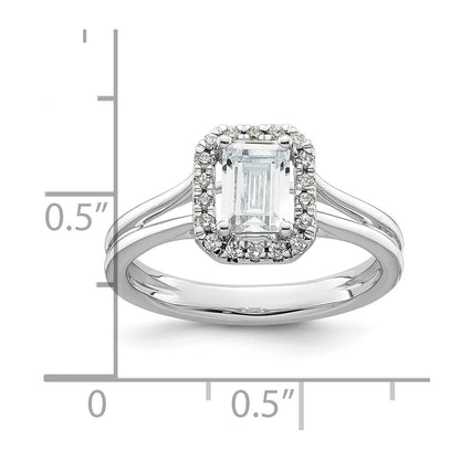 1.25ct. CZ Solid Real 14K White Gold Emerald Halo Split Shank Engagement Ring