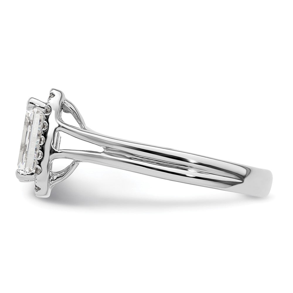 1.50ct. CZ Solid Real 14K White Gold Emerald Halo Split Shank Engagement Ring