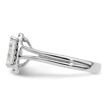 1.50ct. CZ Solid Real 14K White Gold Emerald Halo Split Shank Engagement Ring