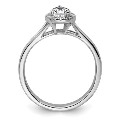 14kw Pear Halo Simulated Diamond Split Shank Engagement Ring