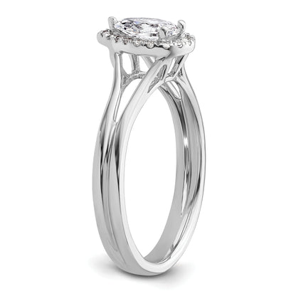 14kw Pear Halo Simulated Diamond Split Shank Engagement Ring