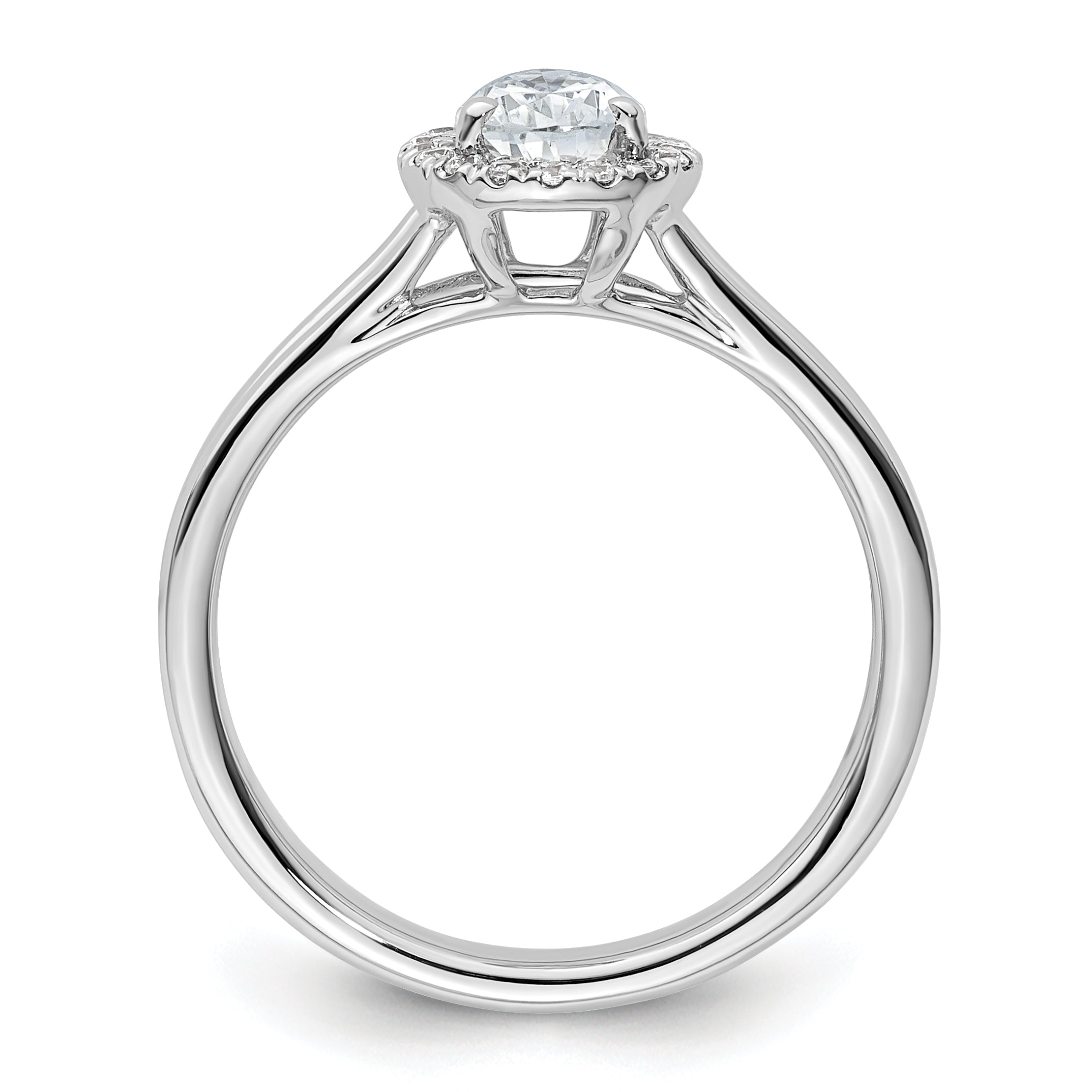 14kw Pear Halo Simulated Diamond Split Shank Engagement Ring