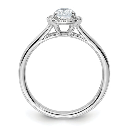 14kw Pear Halo Simulated Diamond Split Shank Engagement Ring