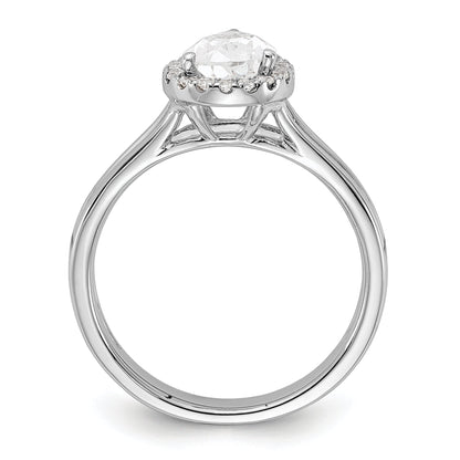 14kw Pear Halo Simulated Diamond Split Shank Engagement Ring