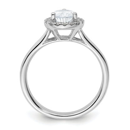 14kw Pear Halo Simulated Diamond Split Shank Engagement Ring