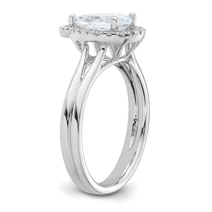 14kw Pear Halo Simulated Diamond Split Shank Engagement Ring