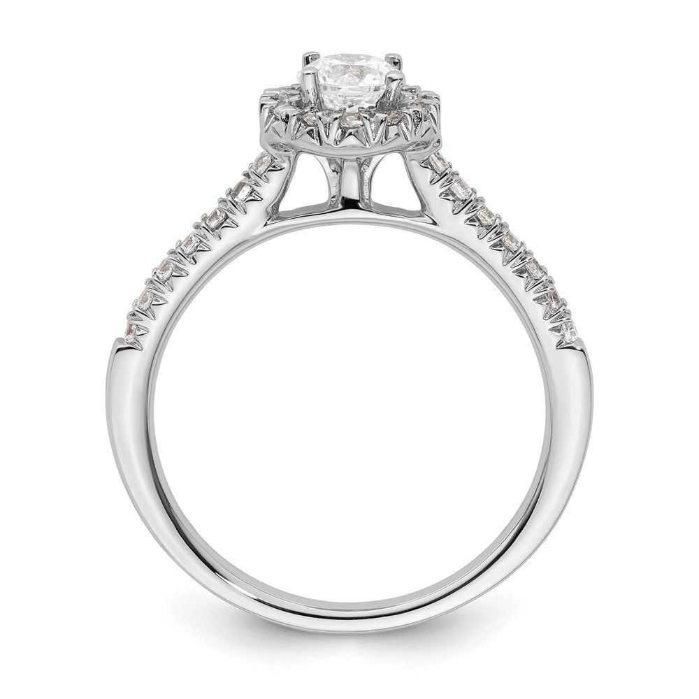 14kw Round Halo Simulated Diamond Engagement Ring