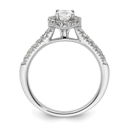 14kw Round Halo Simulated Diamond Engagement Ring