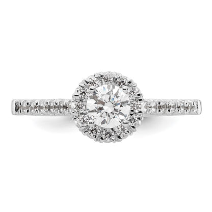14kw Round Halo Simulated Diamond Engagement Ring