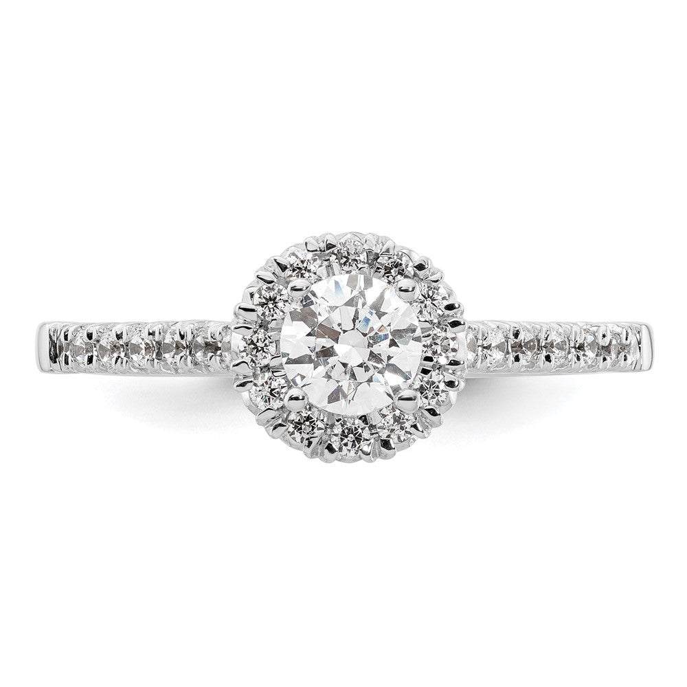 14kw Round Halo Simulated Diamond Engagement Ring