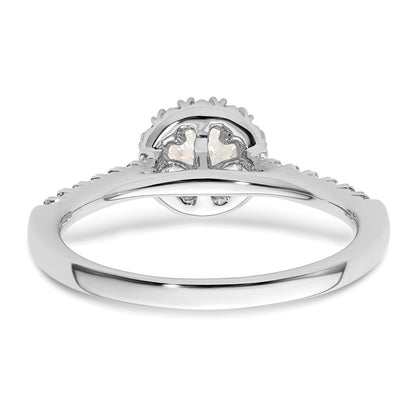 14kw Round Halo Simulated Diamond Engagement Ring