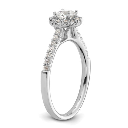 14kw Round Halo Simulated Diamond Engagement Ring