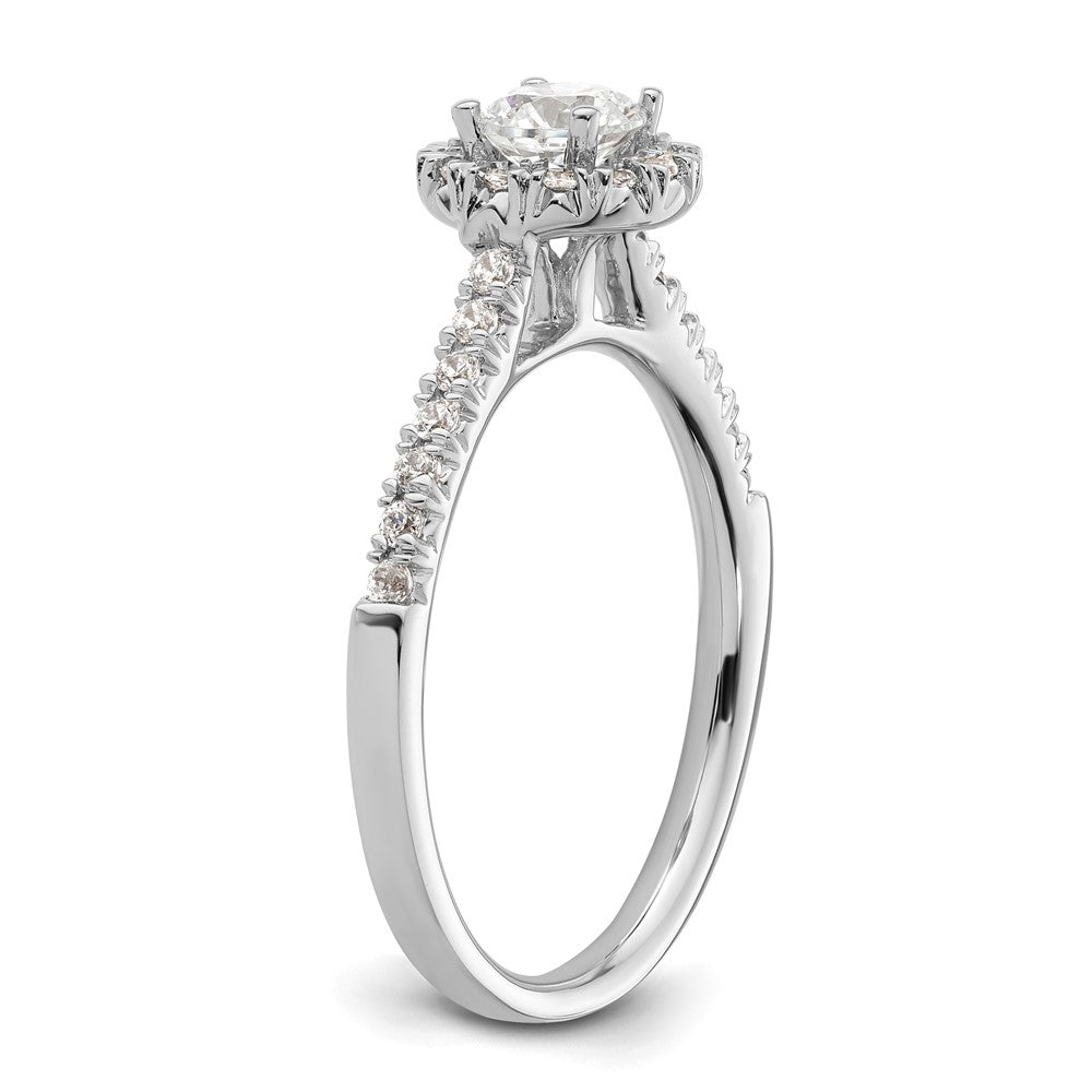 14kw Round Halo Simulated Diamond Engagement Ring
