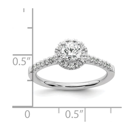 14kw Round Halo Simulated Diamond Engagement Ring