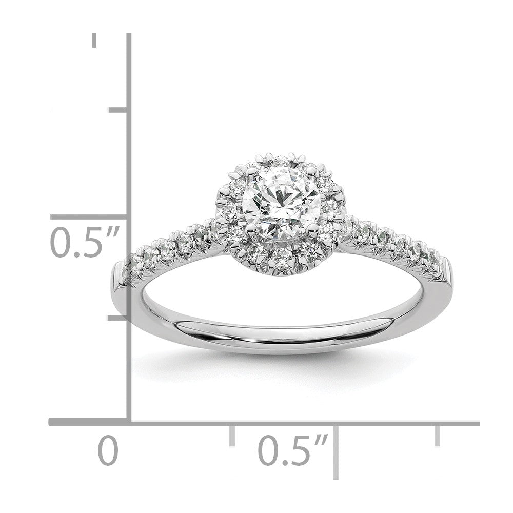 14kw Round Halo Simulated Diamond Engagement Ring