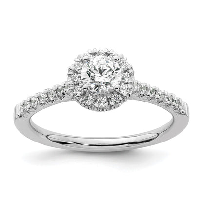 14kw Round Halo Simulated Diamond Engagement Ring