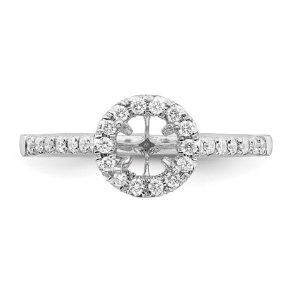 14kw Round Halo Simulated Diamond Engagement Ring