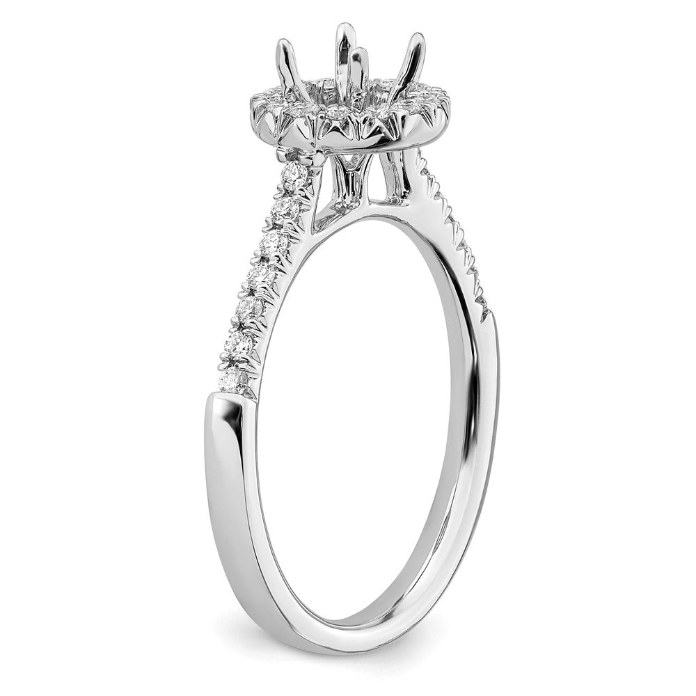 14kw Round Halo Simulated Diamond Engagement Ring